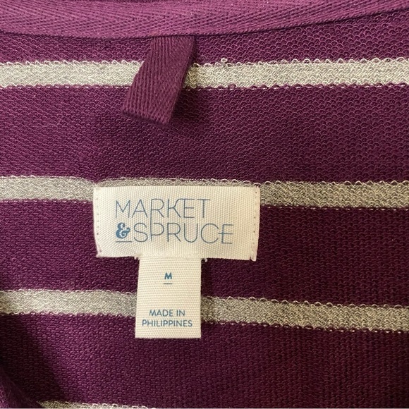 Market & Spruce Plum Purple Striped Long Sleeve Top Size M - Picture 4 of 6